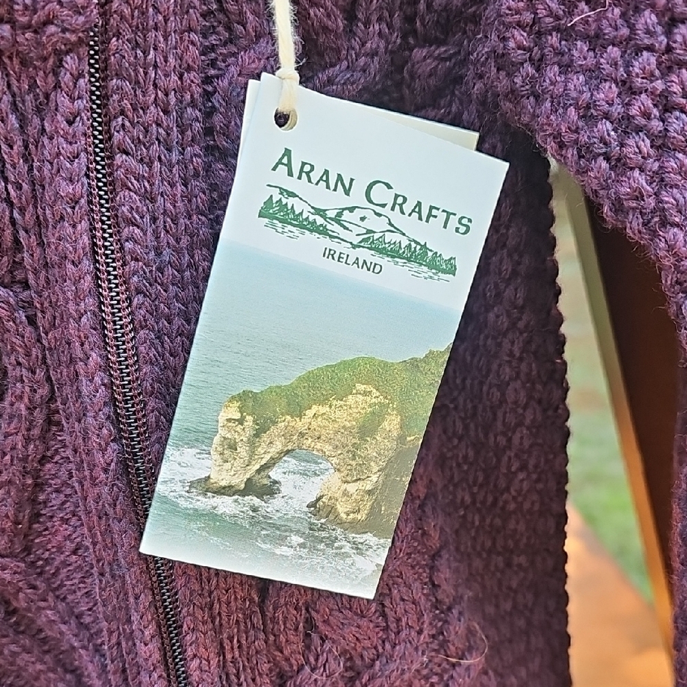 Aran Crafts Deep Purple Cowl Neck Sweater - Picture 2 of 6